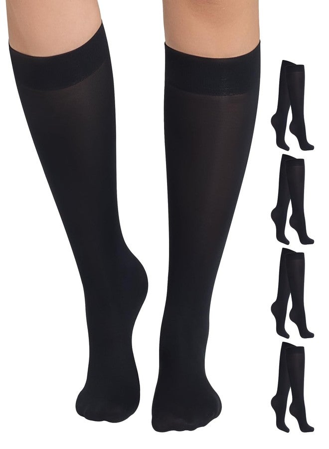 MANZI Plus Size Knee High Socks for Women Nylon Trouser Socks Women 40 Denier Semi Opaque Knee High Stockings(Black,3XL-4XL) - Image 1